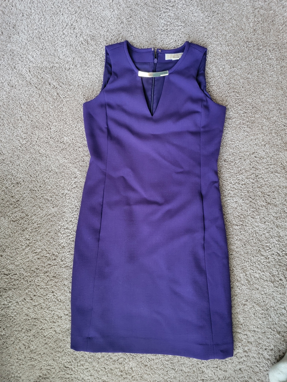 Michael Kors Violet Sleeveless Sheath Dress with Front Keyhole